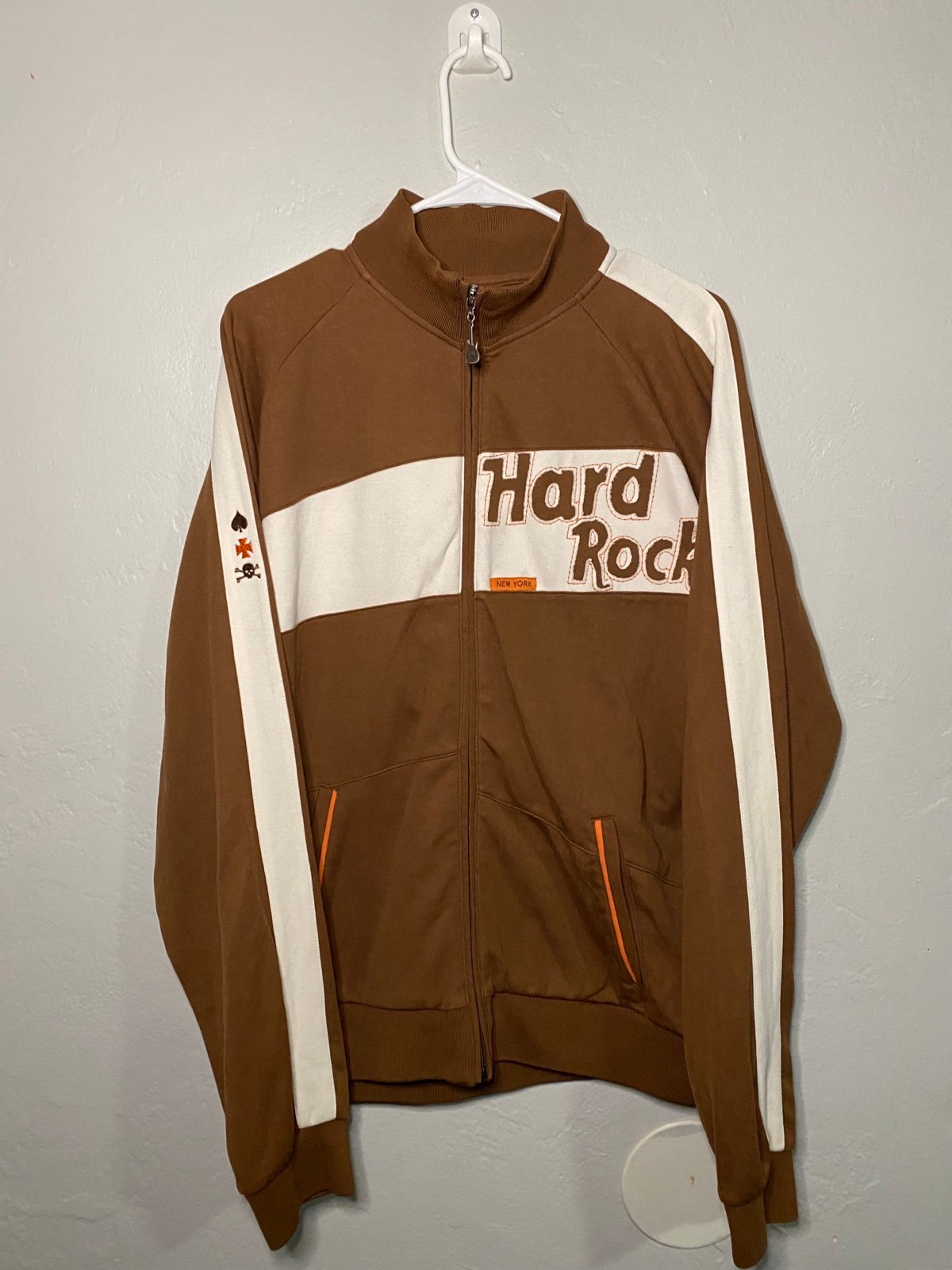 Vintage Hard Rock Cafe Track Jacket Brown New York Size Large
