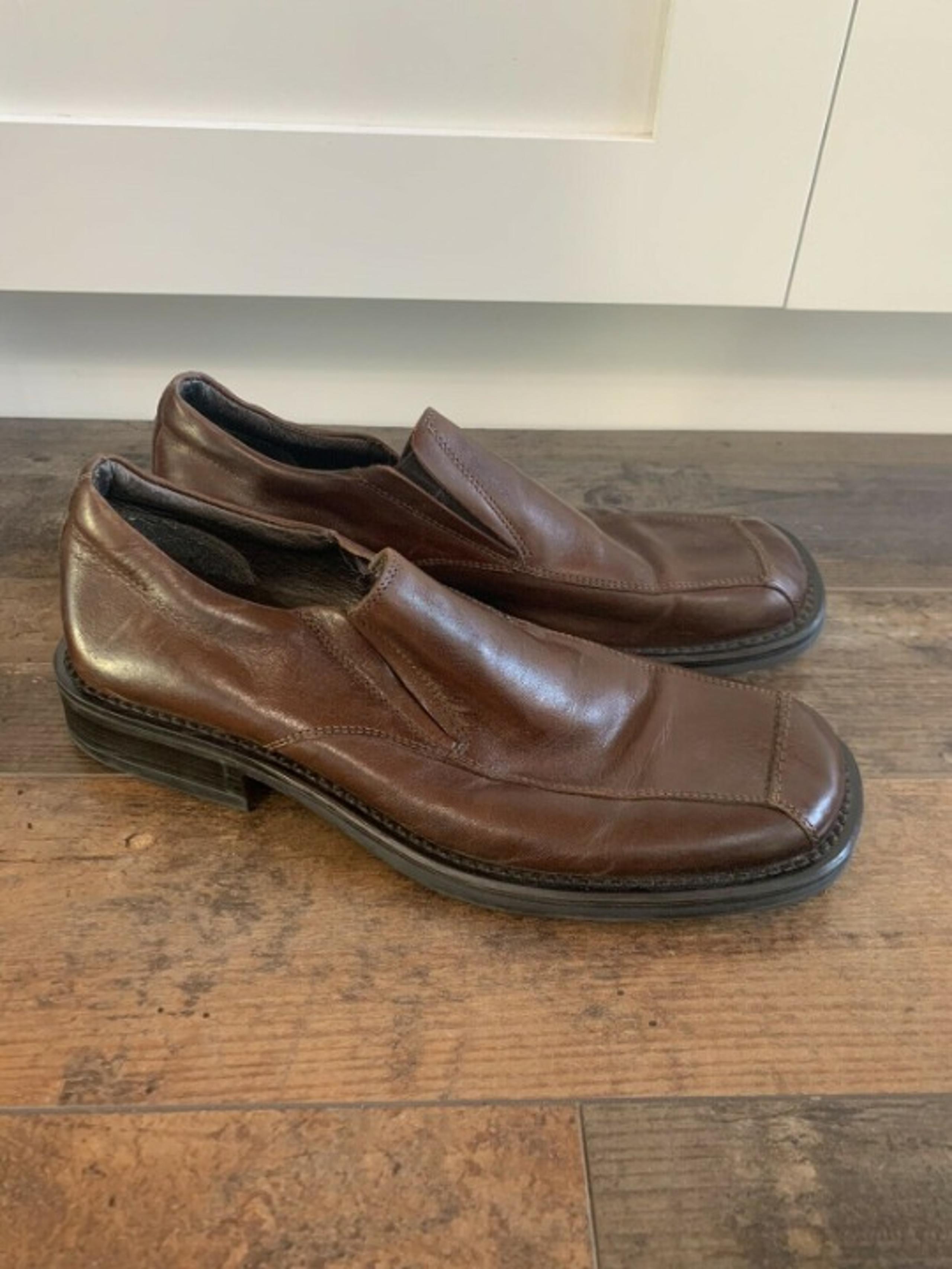 Men’s Alfani Musician Slip On Leather Dress Shoes, Brown, 10 M