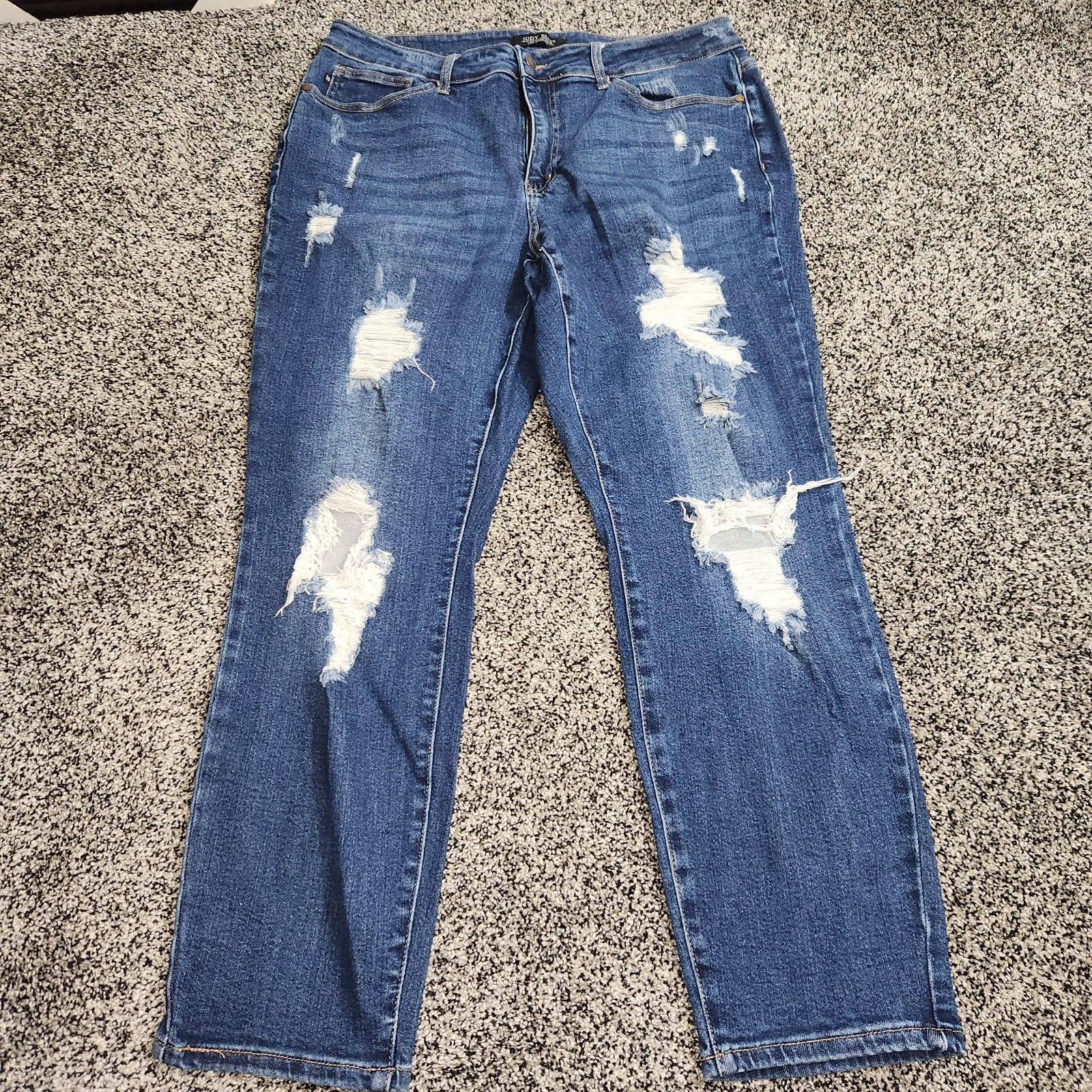 judy blue boyfriend fit jeans Women's Size 18W Destruction Darkwash High Rise