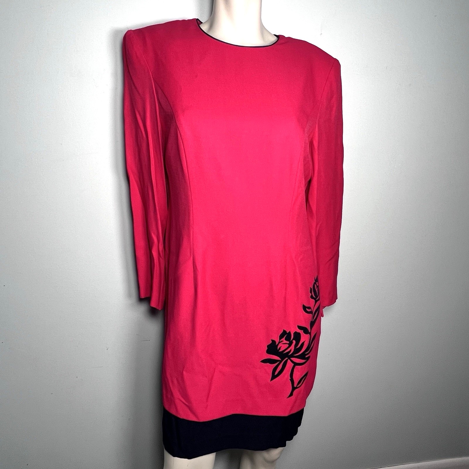 Virgo II Vtg Womens Dress 10 Career Old Money Y2K Big Business Rose Layered Glam