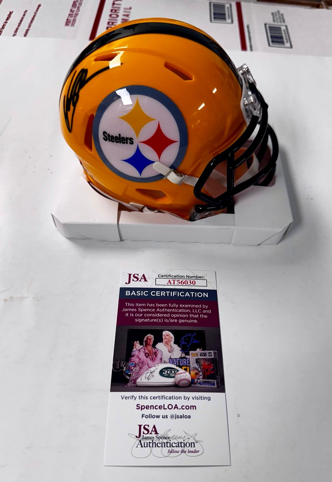 Van Jefferson WR Signed Pittsburgh Steelers Yellow Speed Mini Helmet JSA COA
