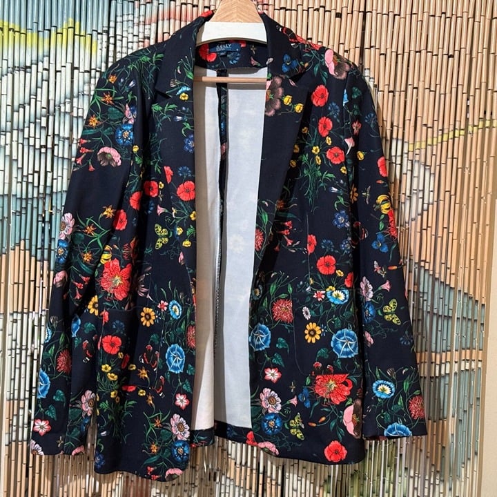 Kelly by Clinton Kelly Floral Printed Ponte Knit Blazer, Navy Floral, Medium