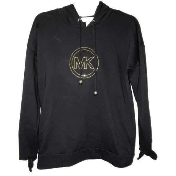Michael Kors Black Hoodie Women's Size Small Gold Rhinestones Bling