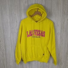 Pacific & Co Las Vegas Hoodie Bright Yellow and Neon Pink Embroidery Size Large
