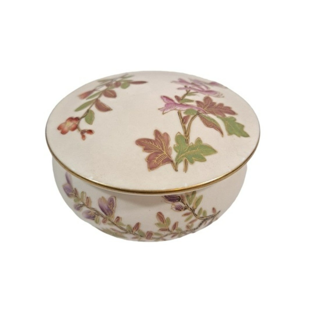 Vintage Royal Worcester Floral Trinket Box Lidded Porcelain Hand Painted
