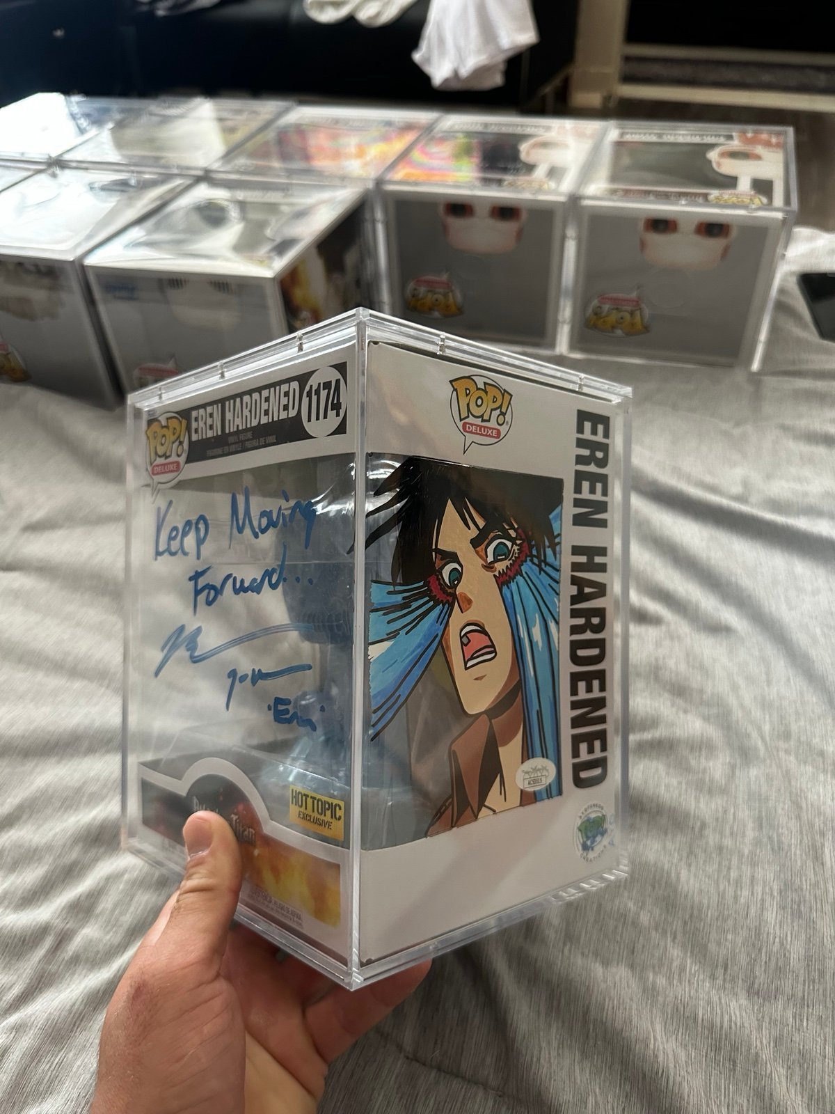 Signed Eren Hardened Funko Pop with Custom Art