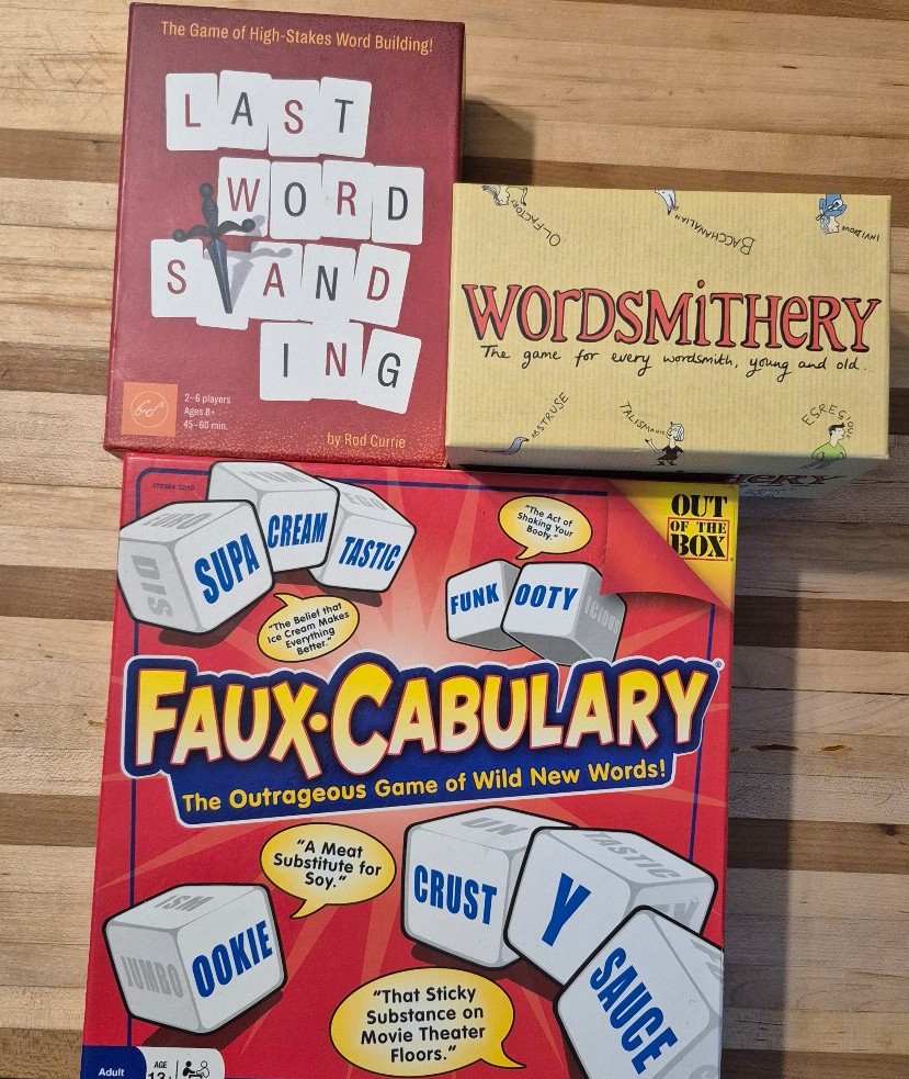 3 Word Games Wordsmithery Last Word Standing Fauxcabulary Some Sealed Cards