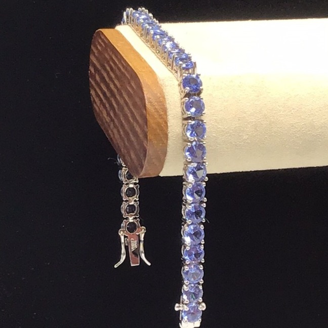 Sterling Silver Blue CZ Bracelet 18.3g Size 7”