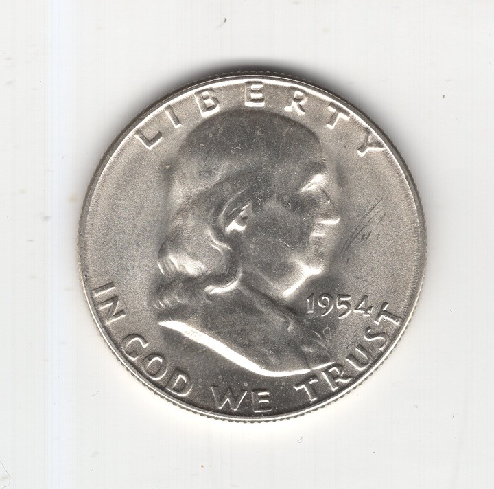 1954 S FRANKLIN HALF DOLLAR CHOICE/GEM ORIGINALBU ORIGINAL & UNCLEANED SEMI KEY