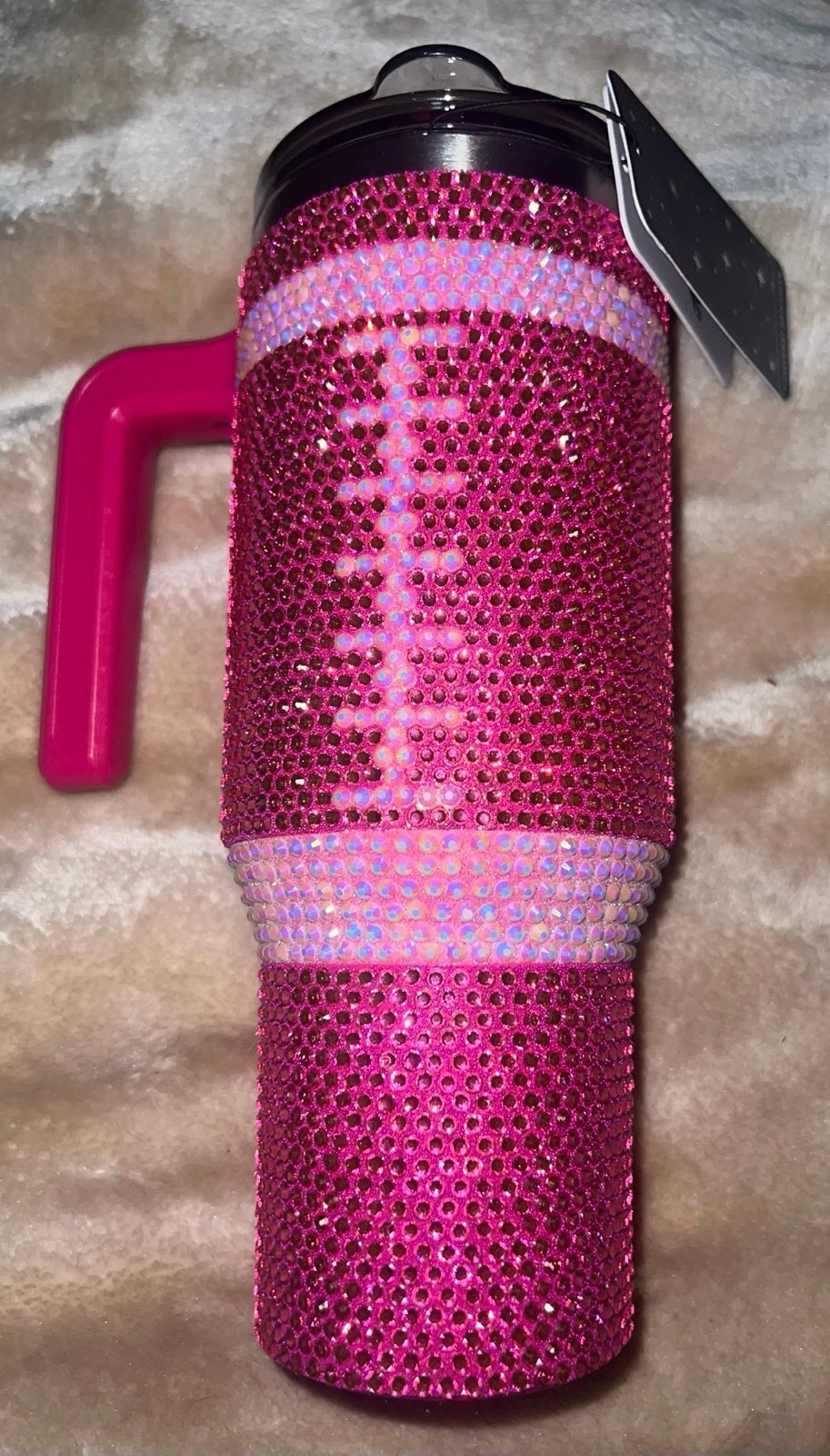 Bedazzled Pink Football Tumbler
