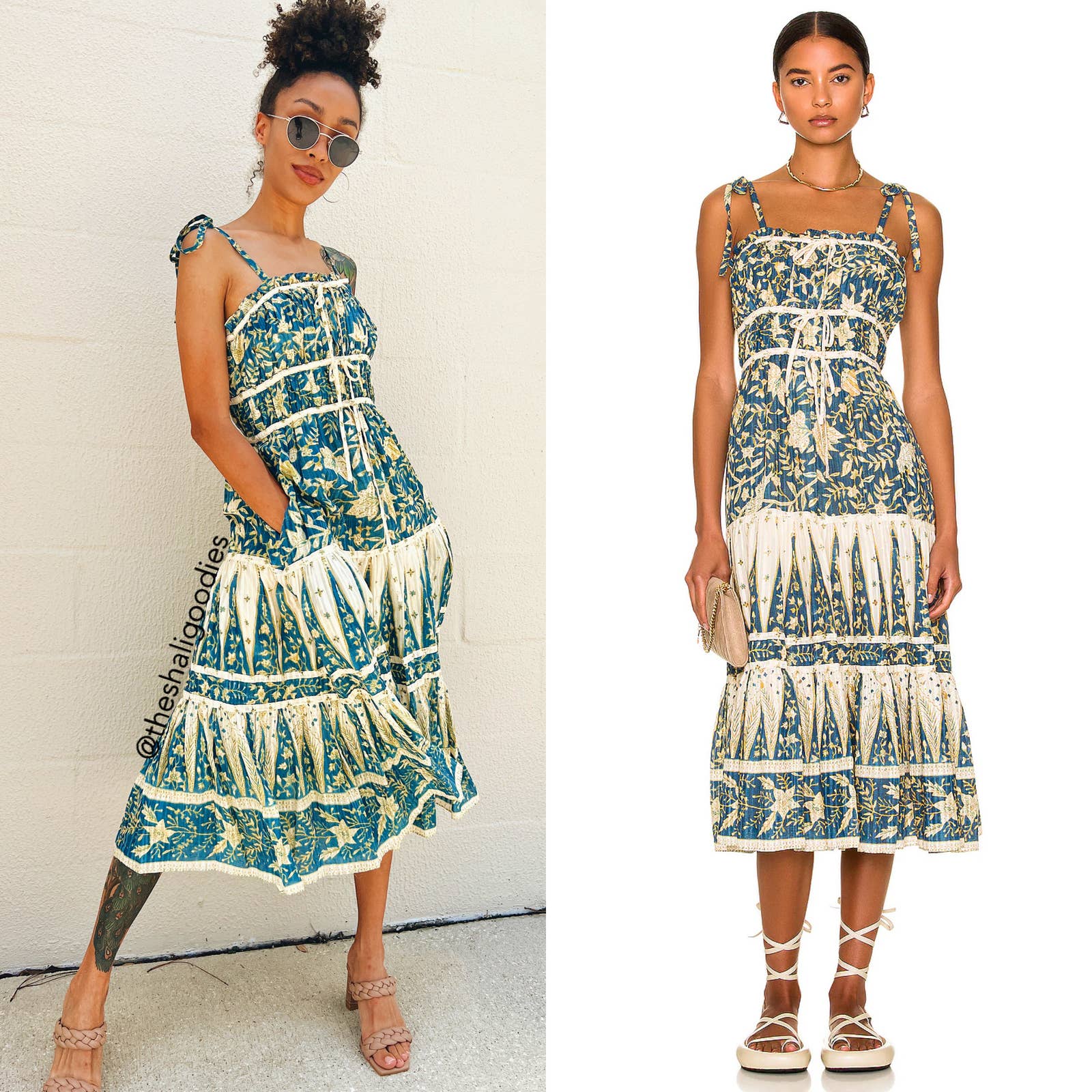 ULLA JOHNSON Indah Dress Floral Abstract Midi