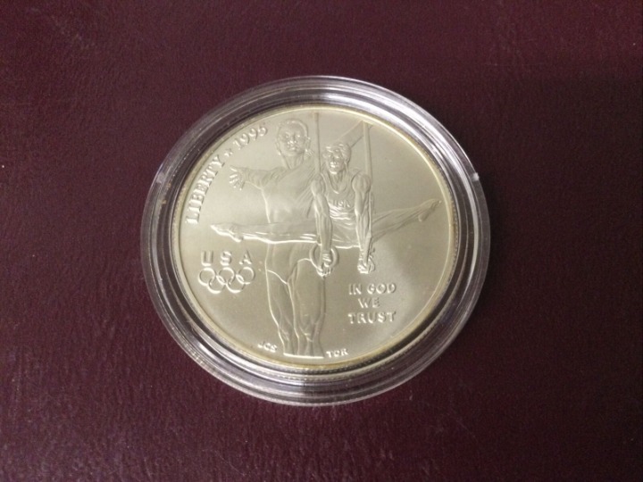 1995 D GYMNIST OLYMPIC COMMEMORATIVE SILVER DOLLAR GEM BU IN THE ORIGINAL US