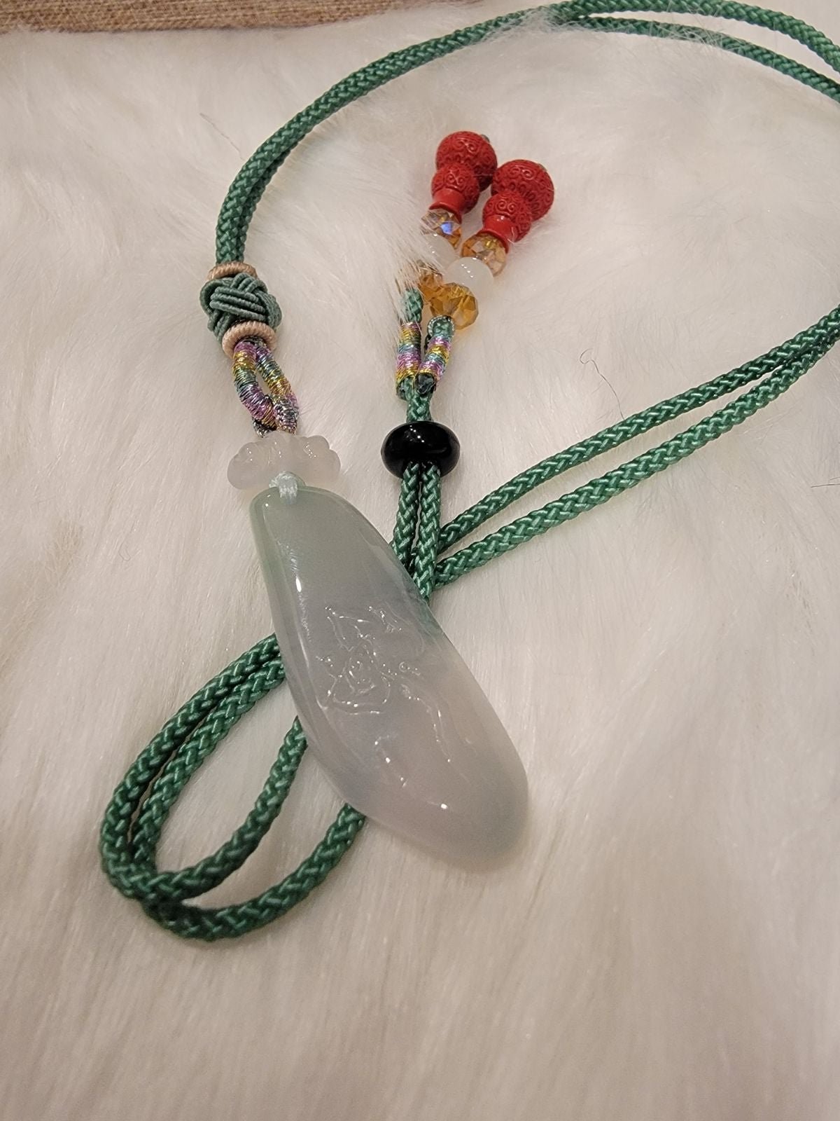 Lotus flower jade jadeite pendant