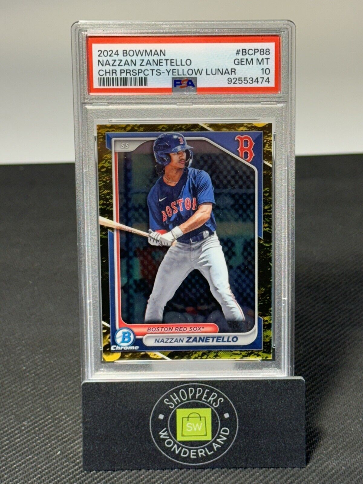 2024 Bowman Nazzan Zanetello Chrome Prospect Yellow Lunar Ref /75 PSA 10 POP 1