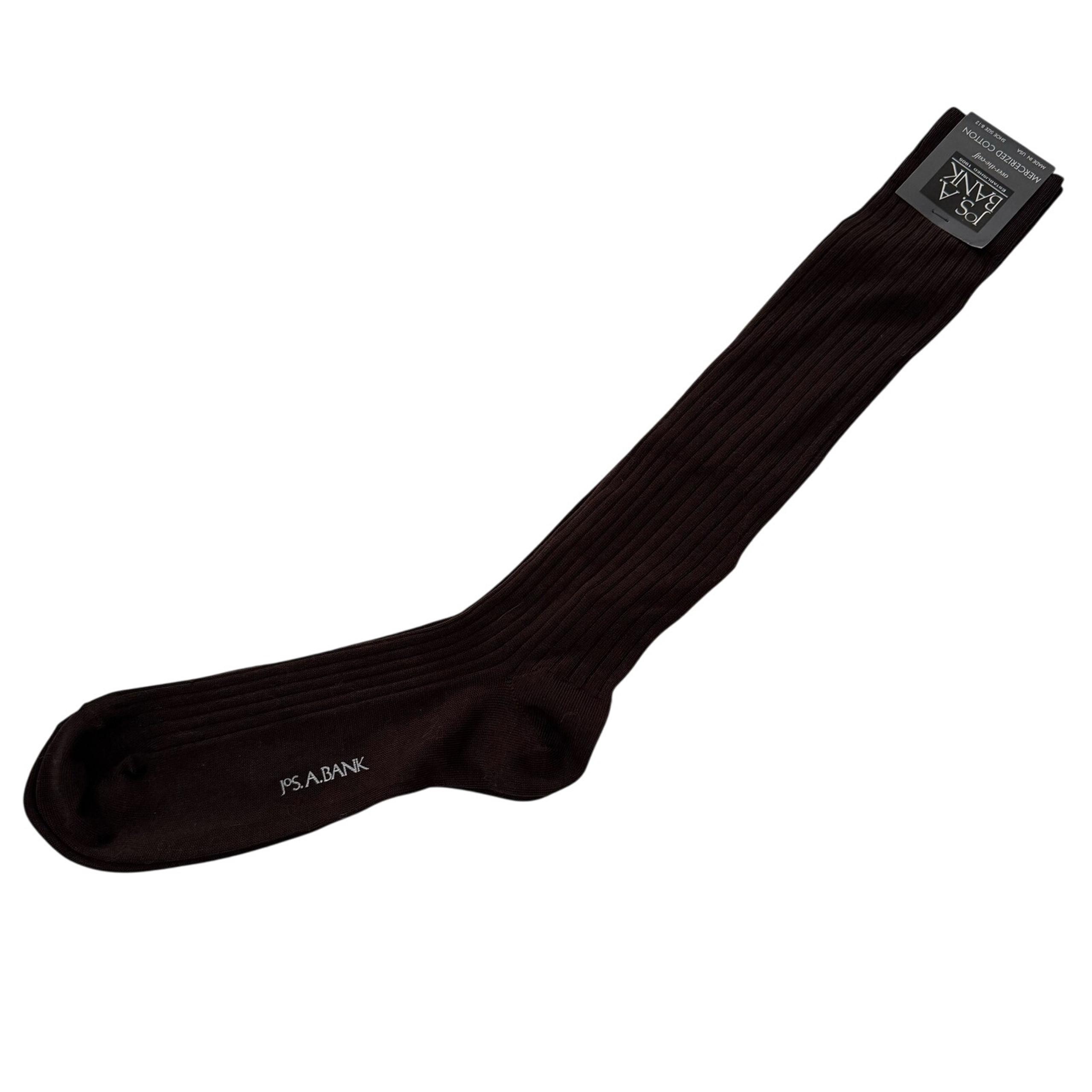 Jos A Bank Mens Over The Calf Brown Socks Mercerized Cotton Shoe Size 8-12