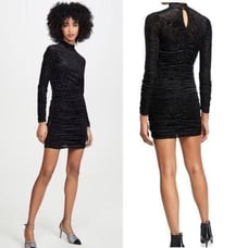 Likely Wylie Velvet Burnout Leopard Print Long Sleeve Mini Dress | SZ 0 | Black