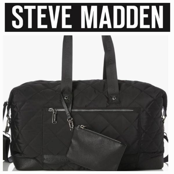 Steve Madden BAmos Quilted Weekender- Black