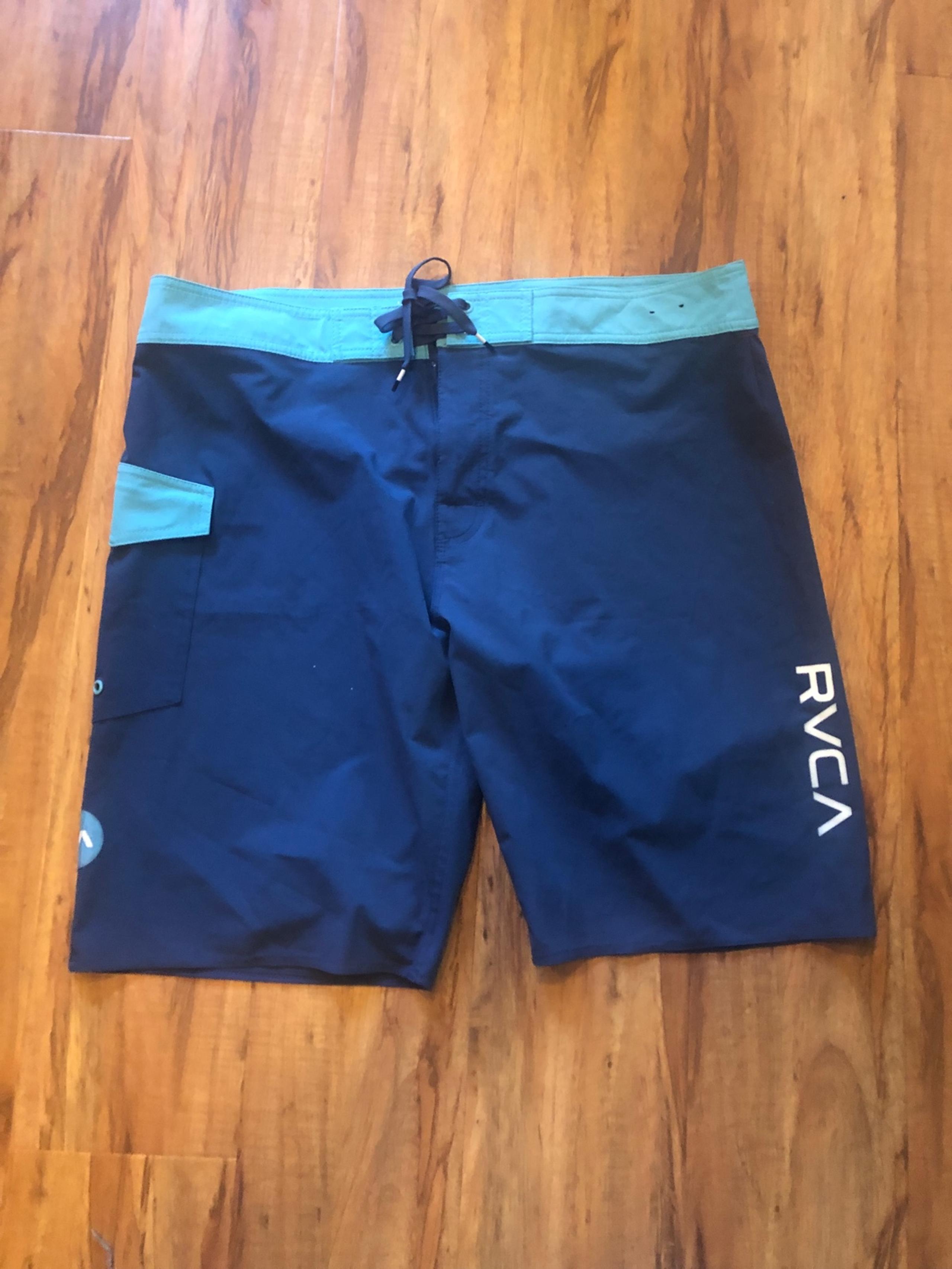 RVCA Board Shorts Mens 38 Blues Stretch Lace Up Performance Stretch Pocket Swim.