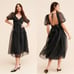 FREE PEOPLE 'Hailey' Black Party Puff Sleeve A-Line Midi Dress Black size 10