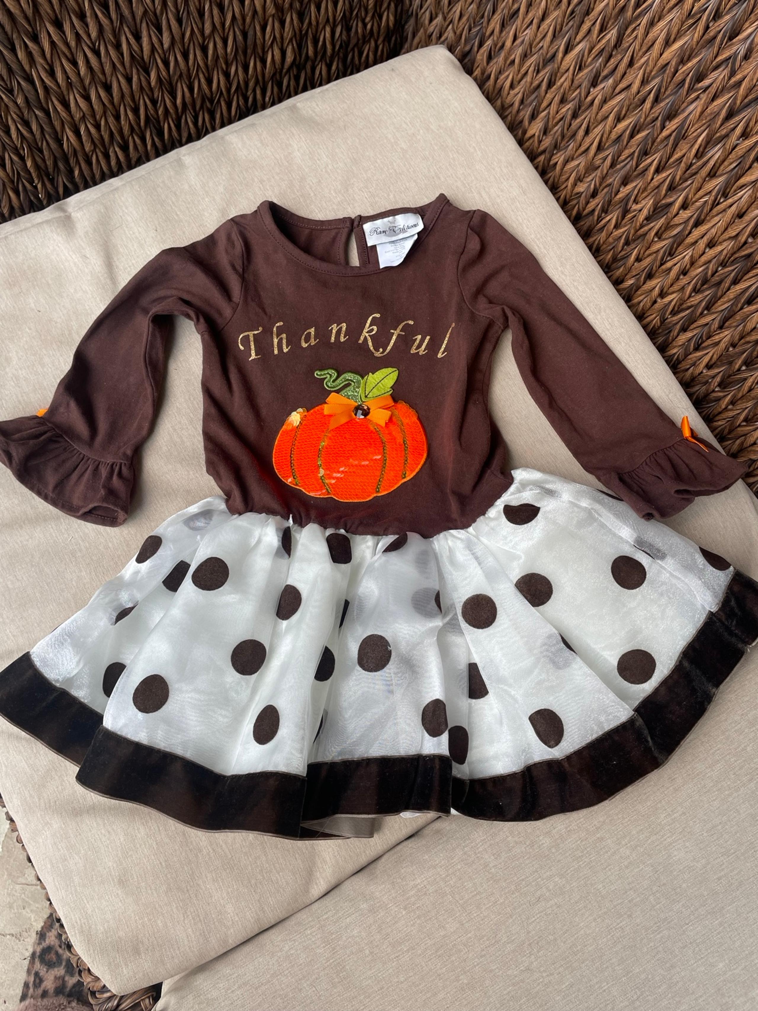 , Thankful, Long Sleeve, Brown, Dress, Size 3T - Rare Editions