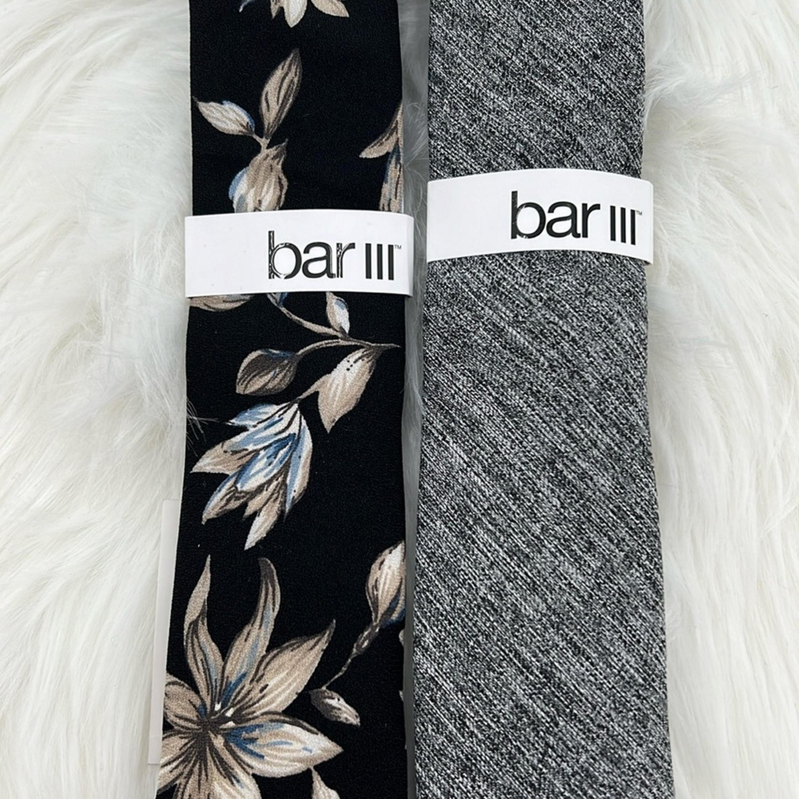 Bar III Set of 2 Men's Ties - Gray/Floral - One Size - New with tags