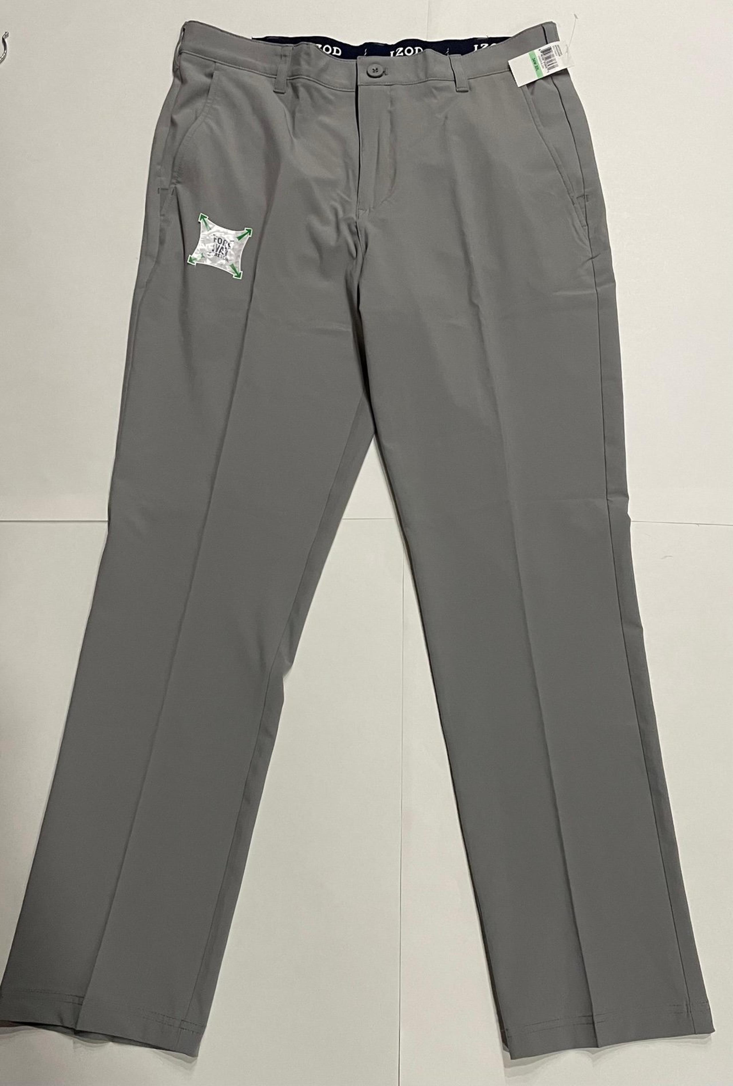 NWT Izod Golf Swing Flex Pants, Mens 34x32 Four-Way Stretch Light Gray