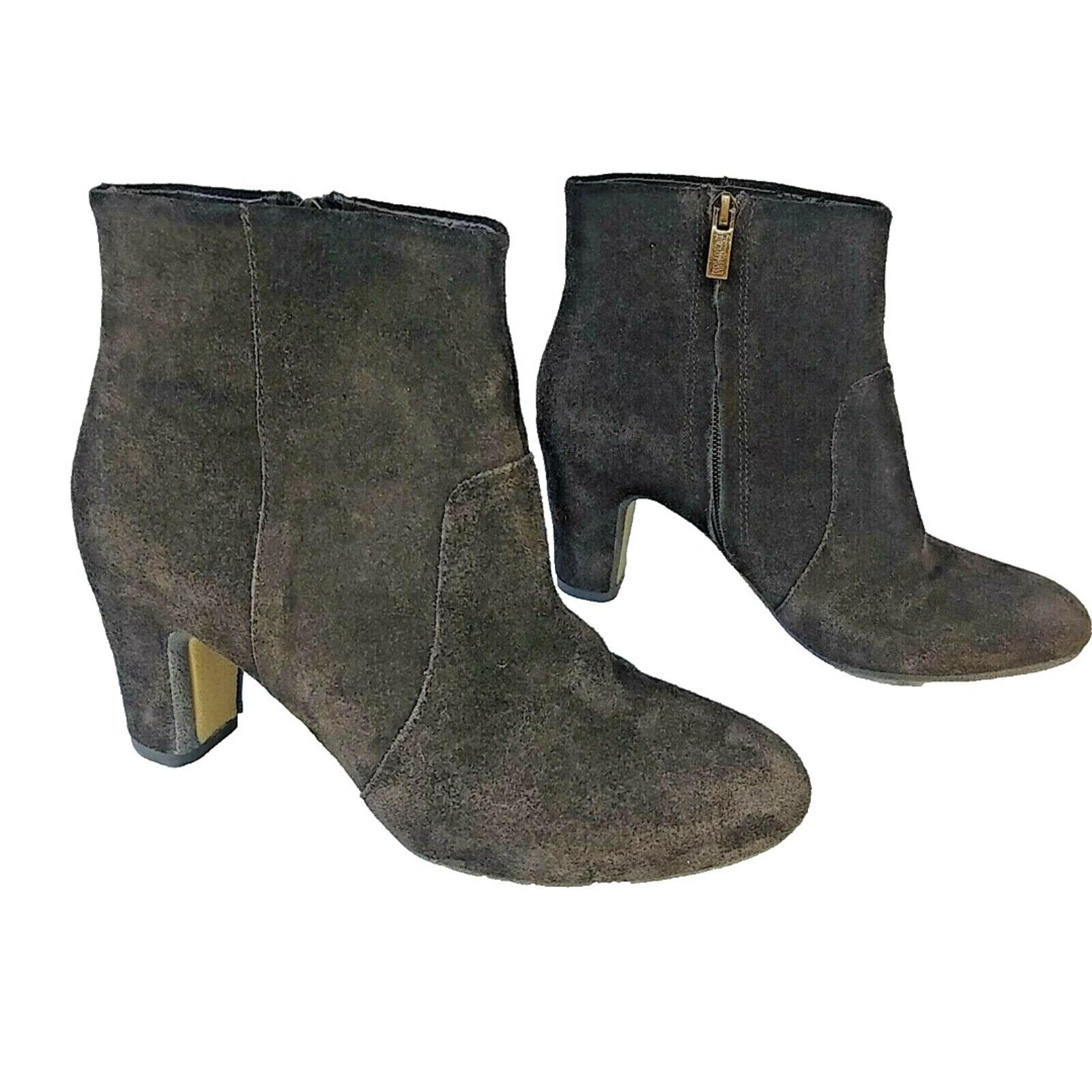 Kenneth Cole Reaction Zip Boot Bootie 6.5 M  Brown Suede “Look Over Here”