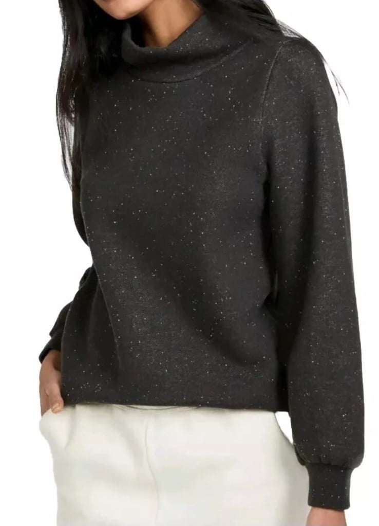 Madewell MWL Sweater Betterterry Mock Neck Grey Organic Cotton Woman XL NWT