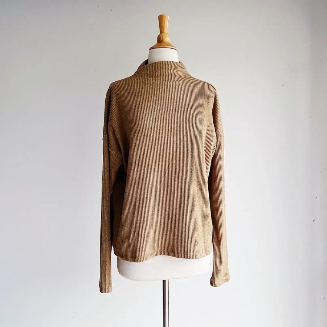 OLD NAVY Plush Ribbed Funnel Neck Top Large Tall
