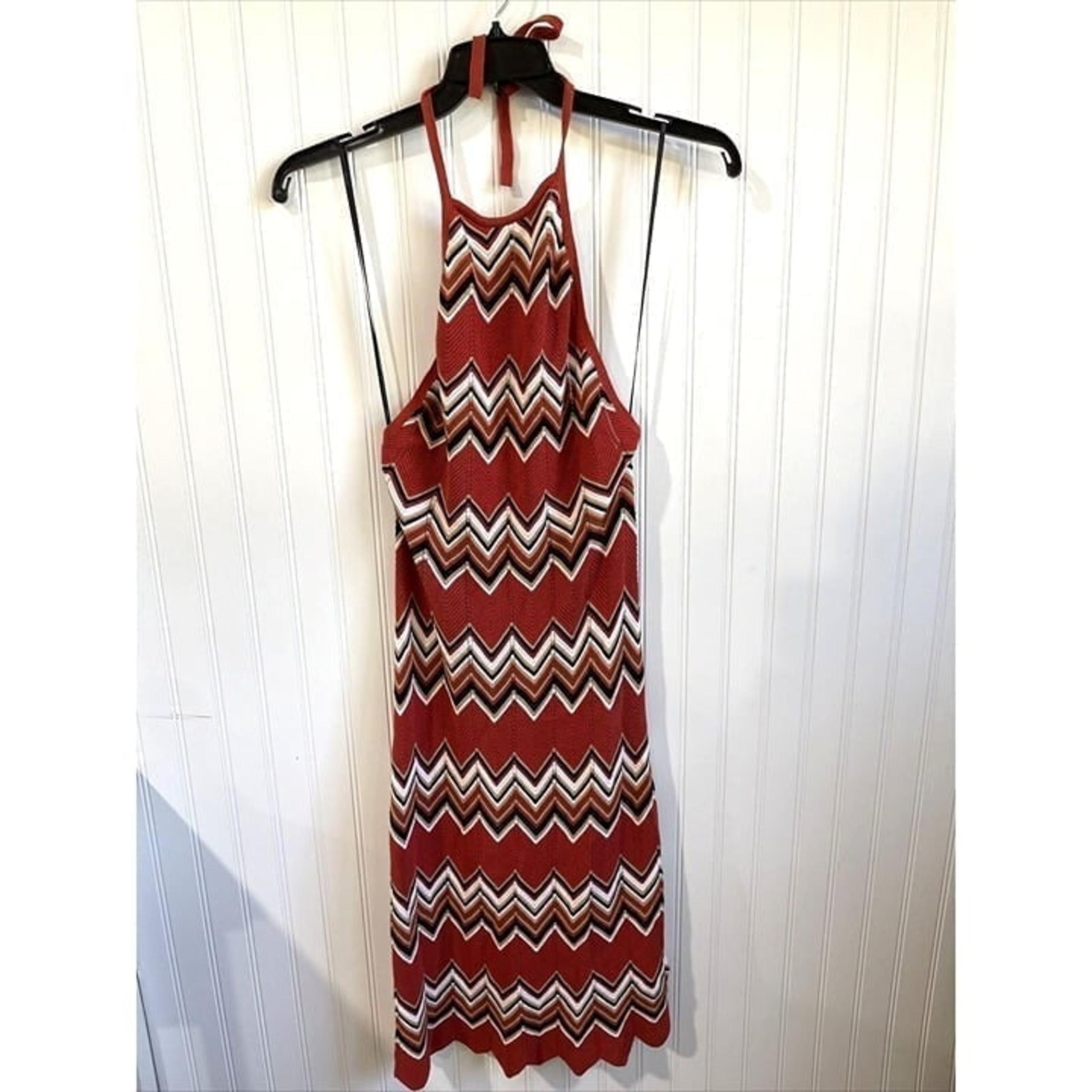 Forever 21 Halter Dress Womens Medium Knit Bohemian Knee Length Retro 70's Vibe