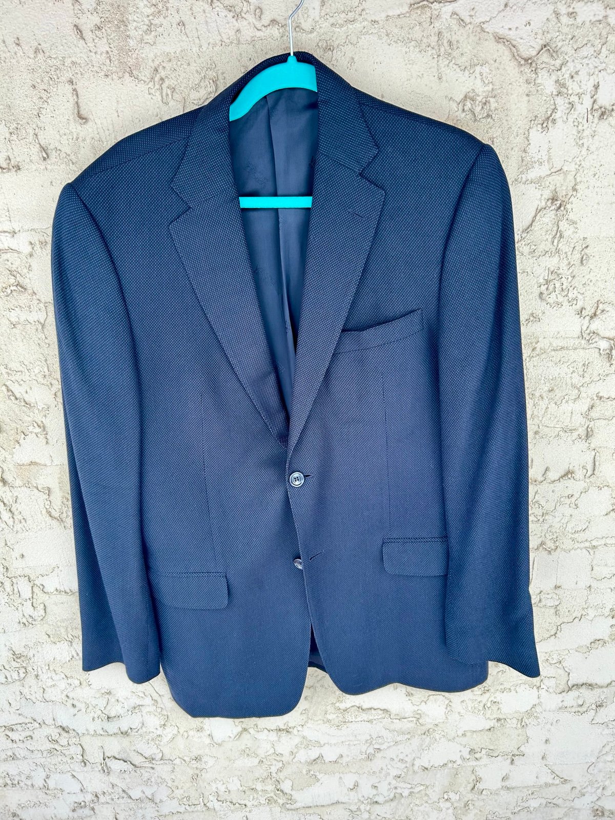 Versace Collection Navy Blue Birdseye 100% Bamboo Blazer Sport Jacket Mens 40