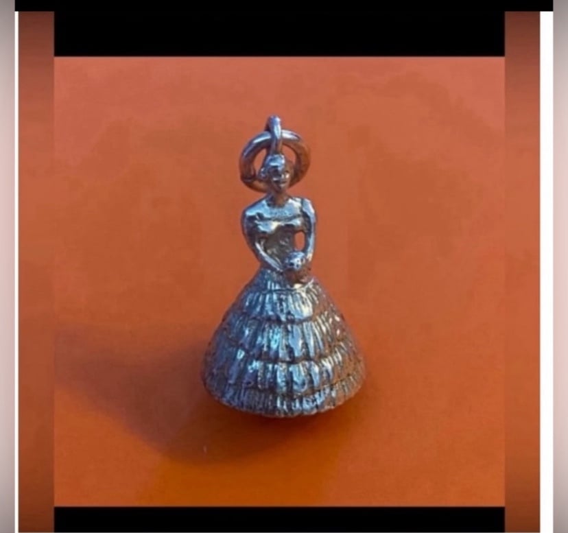 Vintage Extremely Rare 3D Solid Sterling Silver Bride Charm /Pendant