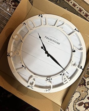 New 10 Farmhouse Series Wall Clock, Shiplap Style, Raised 3D Arabic Numeral