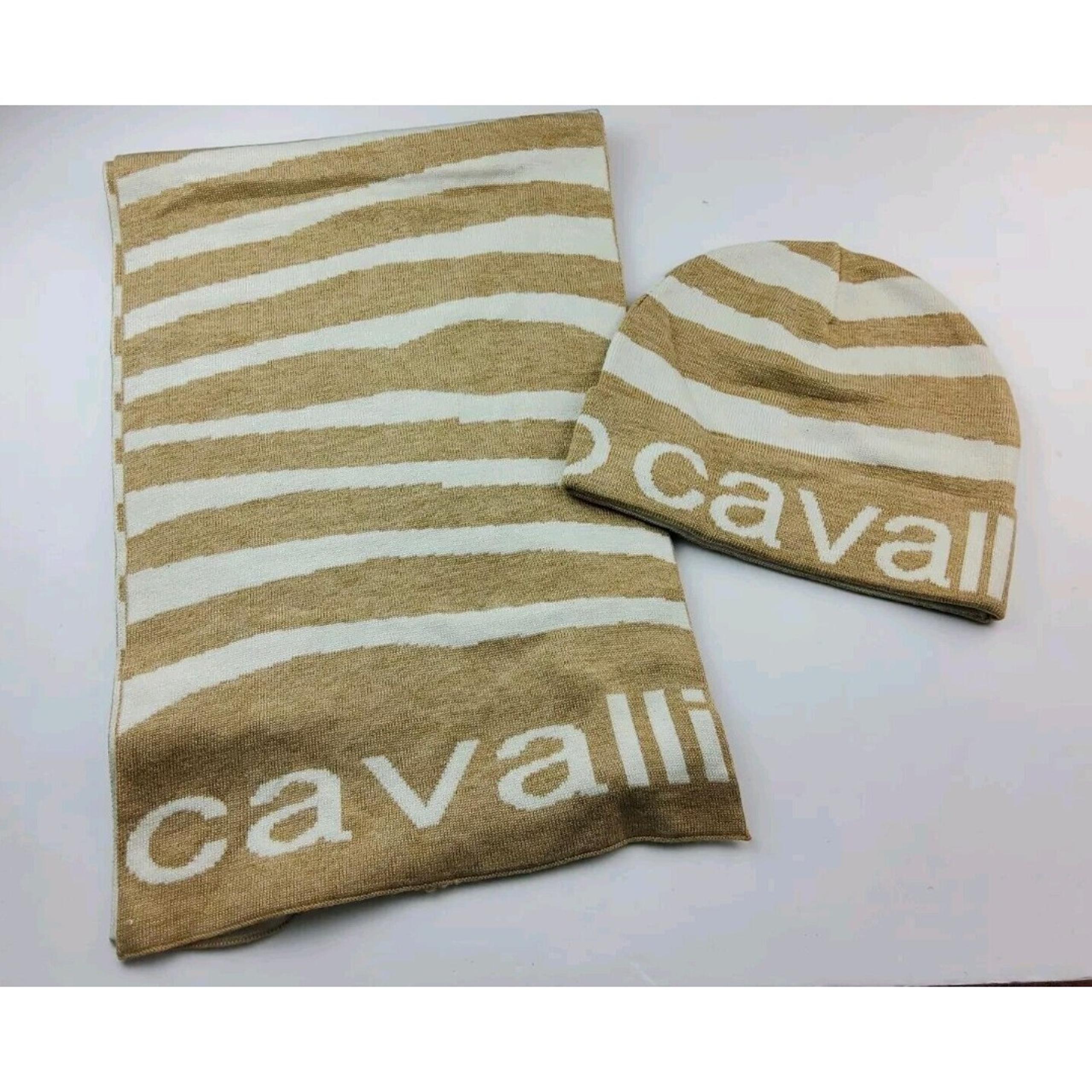 Roberto Cavalli Knit Hat Beanie & Scarf Set
