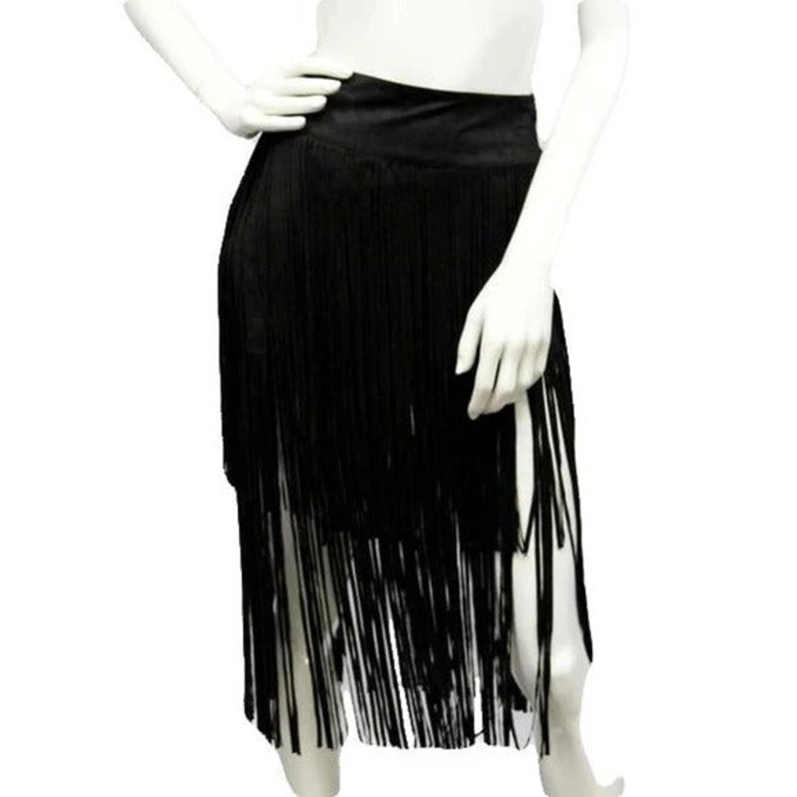 Hot & Delicious Black Fringe Skirt Sz S