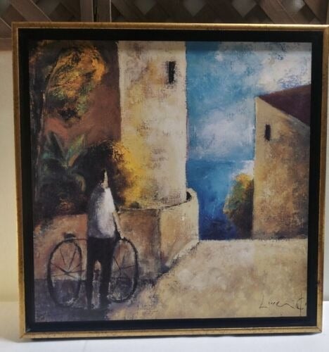 Lauren C Jardin Y Bicicleta Painting SIGNED RARE 19.75 X 19.75 Bike Painting