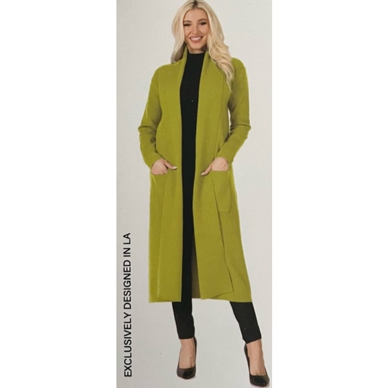 Maxsport Open Front Shawl Collar Linden Green Knit cardigan W-L