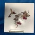 Hummingbird & Raspberries/Blossoms Ceramic Tile HAND PAINTED, LOIS WHITE