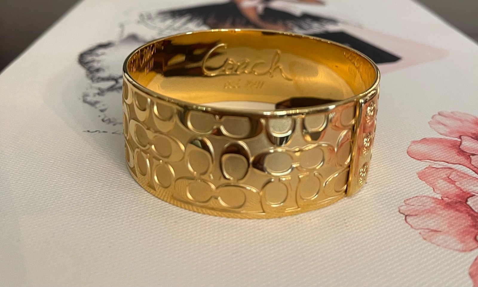 Coach Monogram Gold-Tone Bangle Bracelet