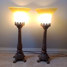 Bronze Footed Floral Feet Lamp Glass Lamp Shade Lampshade