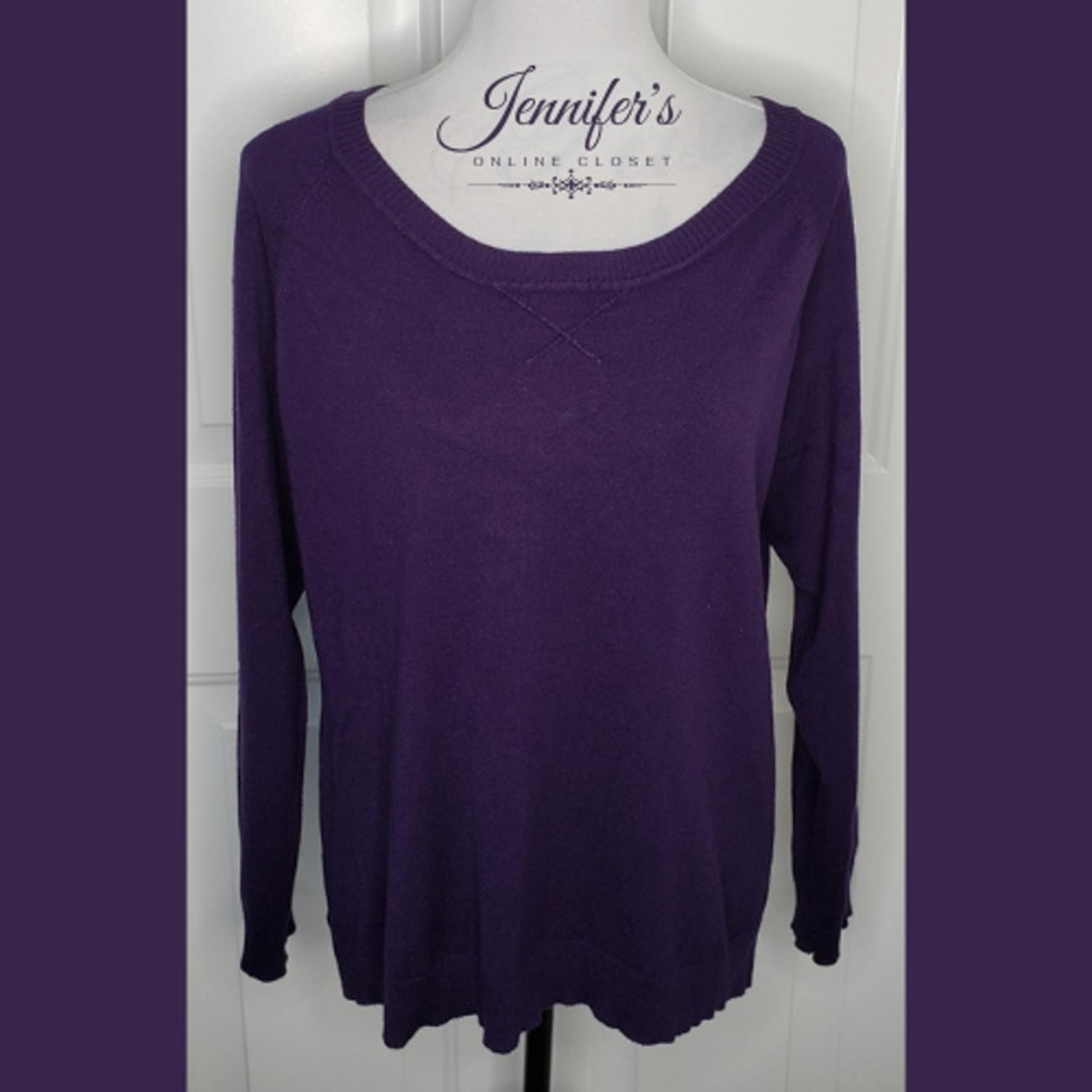 United States Sweaters Women's Purple Scoop Neck Long Sleeve Sweater Size L