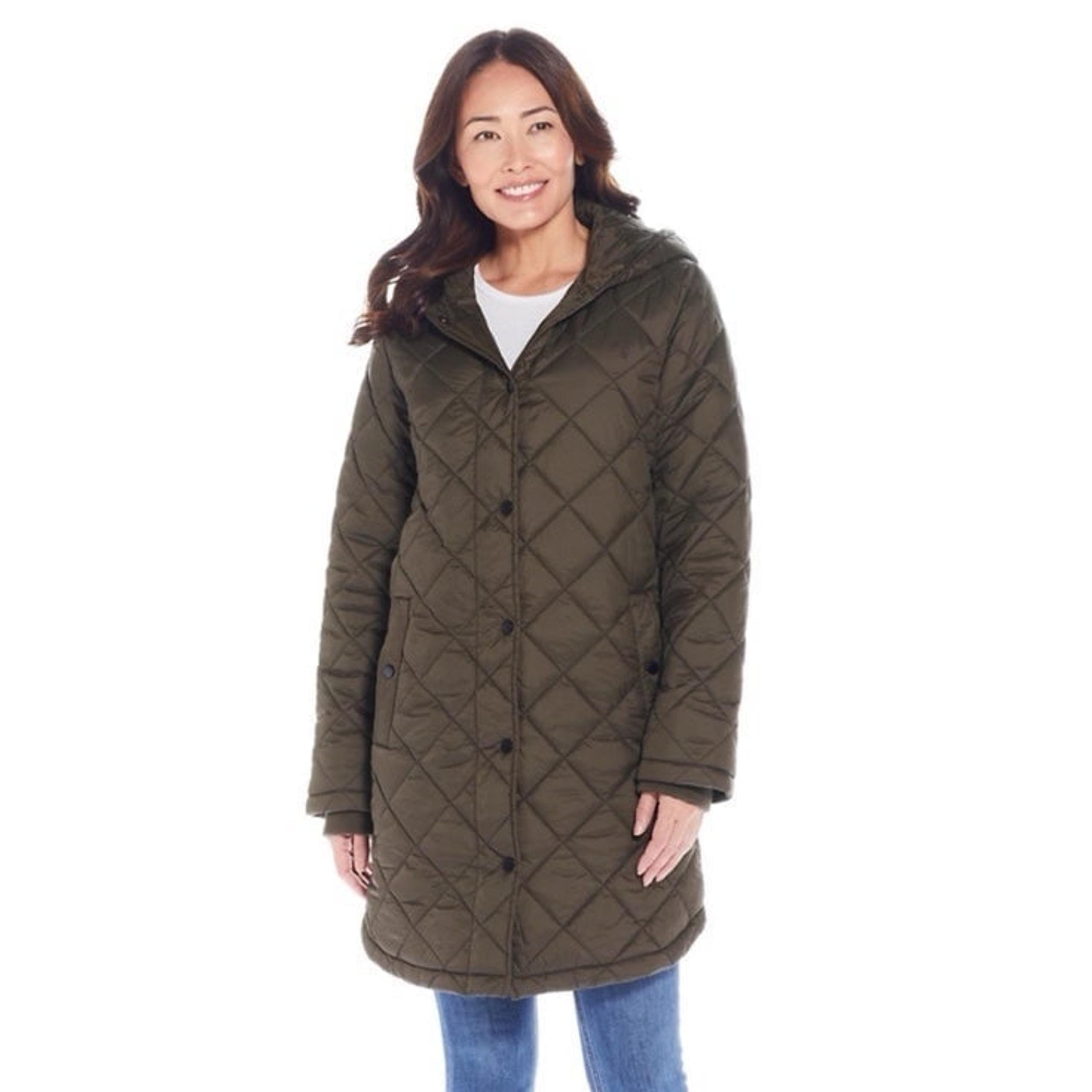 NEW Weatherproof Women's Hooded Diamond-Quilted Duffle Lightweight Coat