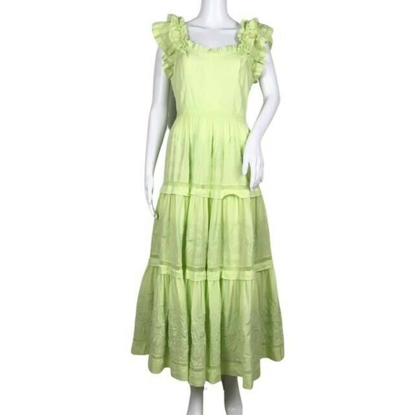 Ulla Johnson Julietta Embroidered Corset Dress Pistachio Color Size 6 LO