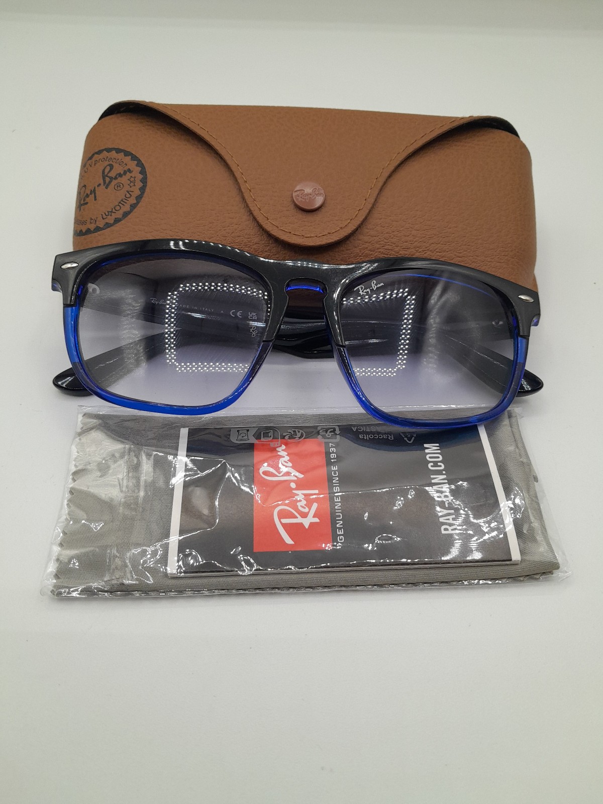 Ray Ban Steve Polished Black on Blue Sunglasses #4487
