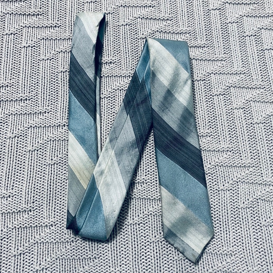 Vintage gray silver blue ombre silk skinny tie