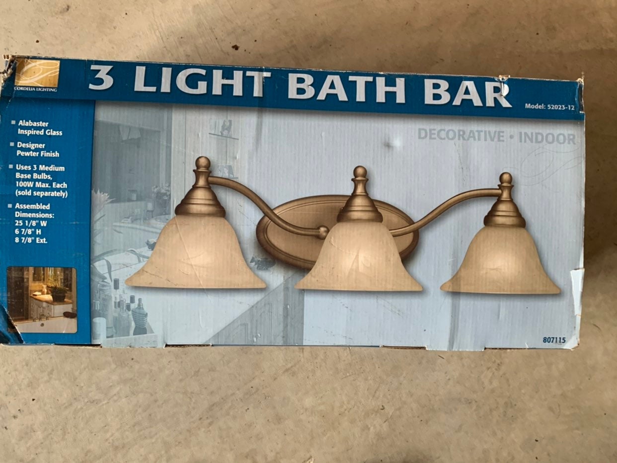 3x 3 light bath bar