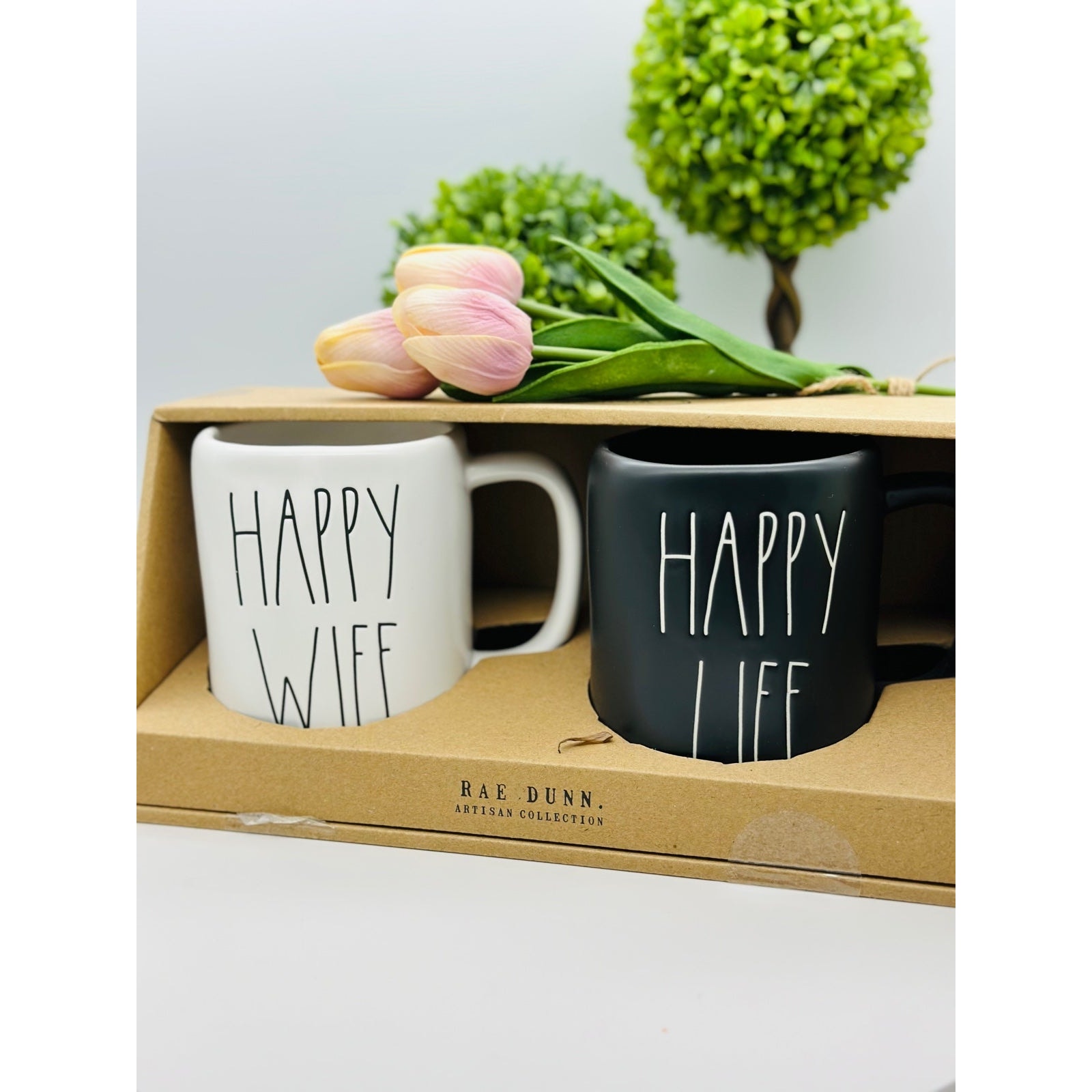 Rae Dunn Mug Set Happy Wife & Happy Life