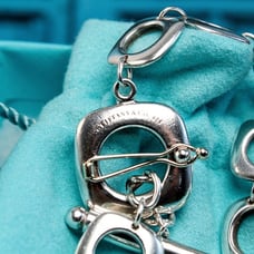 Tiffany Sterling Square Box Cushion Link Toggle 61/2 Bracelet