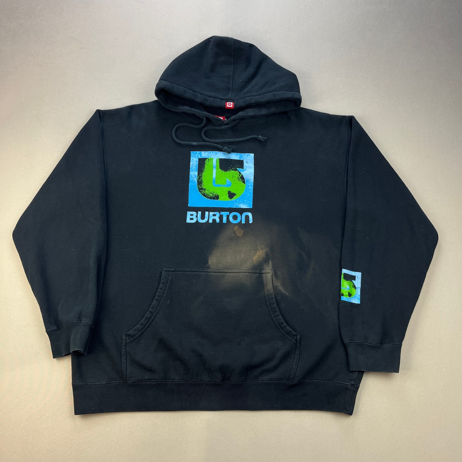 Vintage Burton Snowboards Hoodie Sweatshirt Adult Large Black Skate Pullover y2k