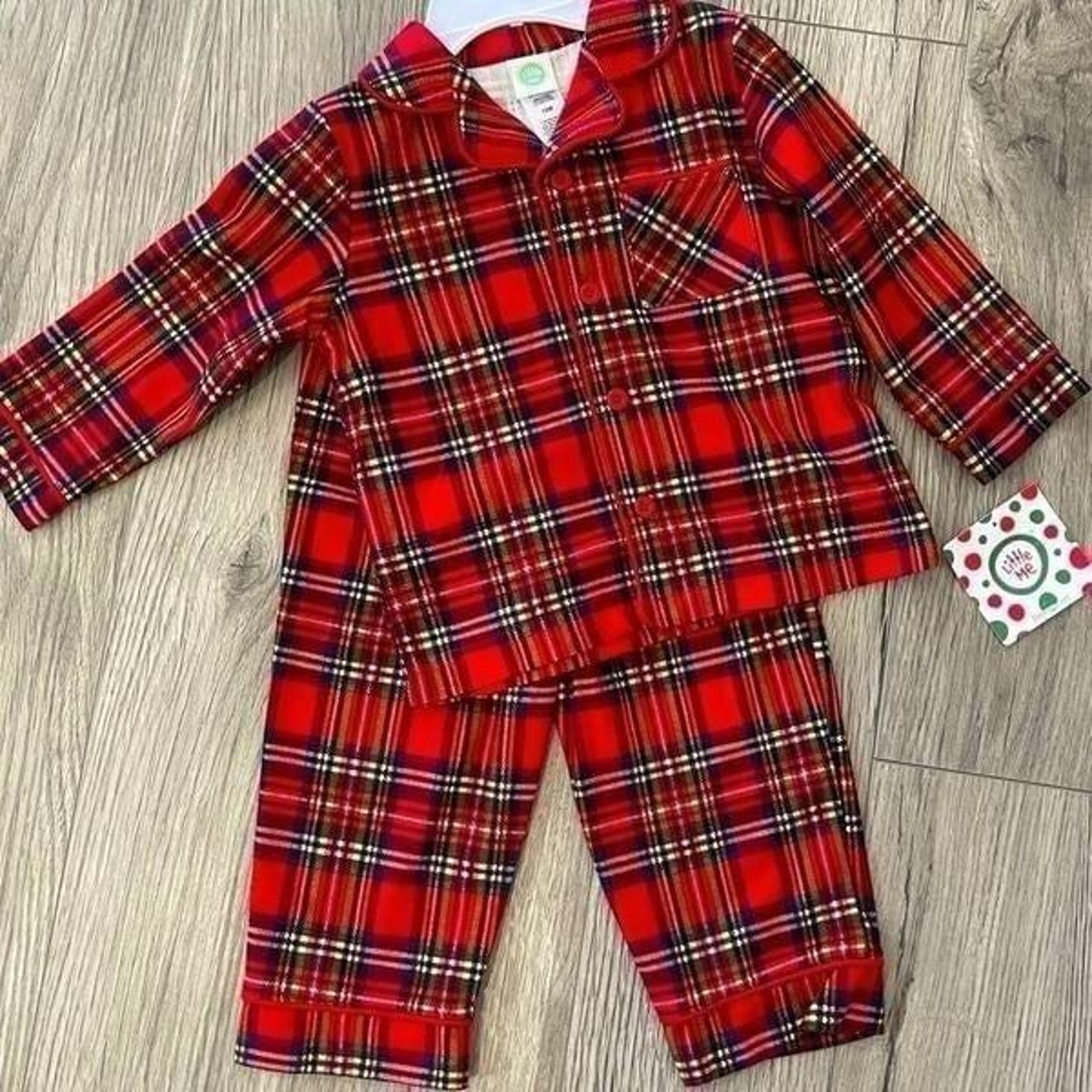 Little Me Pajama Top Pant Flannel Plaid Comfy Cozy Soft Outfit Lounge Baby 2T